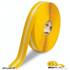 Mighty Line 2RYLUMCTR Glow-in-the-Dark Safety Floor Tape – Yellow with Luminescent Center Line