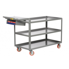 Little Giant 3-Shelf Order Picking Steel Cart - Model 3LGL-1832-WS-P-BK