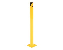 Vestil BOL-24-2 Safety Steel Bollard, 24 Inch High, 1-3/4 Inch OD, Base Plate Mount, Removable Plastic Cap