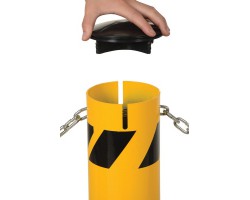 Vestil BOL-JK-36-5.5 Chain Slots Steel Bollard, 36 Inch High, 5.5 Inch Dia, Safety Yellow