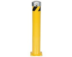 Vestil BOL-JKS-36-4.5 Steel Chain Slots Bollard, 36 Inch High, 4.5 Inch Dia, Steel Cap with 4 Chain Slots, Safety Yellow