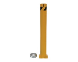 Vestil BOL-JKS-36-4.5 Steel Chain Slots Bollard, 36 Inch High, 4.5 Inch Dia, Steel Cap with 4 Chain Slots, Safety Yellow
