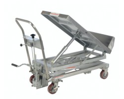 Vestil CART-1000-LT-PSS Lift-Tilt Scissor Lift Cart with 1,000 lb Capacity | 40° Tilt, Partial Stainless Steel