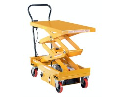 Vestil CART-1000D-DC Battery Powered Hydraulic Lift Cart – 1,000 lb Capacity, Double Scissor, Push-Button Lift