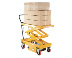 Vestil CART-1000D-DC Battery Powered Hydraulic Lift Cart – 1,000 lb Capacity, Double Scissor, Push-Button Lift
