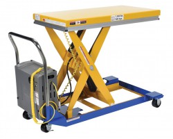 Vestil CART-24-15-DC Battery Powered Scissor Lift Cart with 1,500 lb Capacity | 24" x 48" Platform, 12V DC Lift