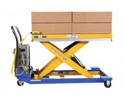 Vestil CART-24-15-DC Battery Powered Scissor Lift Cart with 1,500 lb Capacity | 24" x 48" Platform, 12V DC Lift