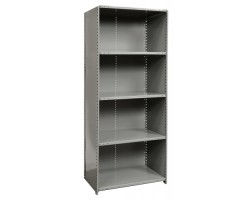 Hallowell 4520-12 Hi-Tech Boltless Closed Starter Shelving – 36"W x 12"D x 87"H, 5 Shelves, 500 lb/Shelf, with Side & Back Panels