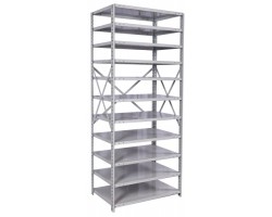 Hallowell 451C-12PL-AM Boltless MedSafe Antimicrobial Starter Shelving – 36"W x 12"D x 87"H, 11 Shelves, 500 lb/Shelf, Platinum (711)