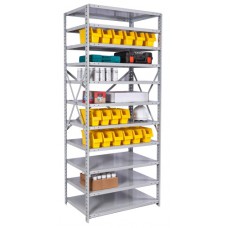 Hallowell 451C-12PL-AM Boltless MedSafe Antimicrobial Starter Shelving – 36"W x 12"D x 87"H, 11 Shelves, 500 lb/Shelf, Platinum (711) Hallowell 451C-12PL-AM Boltless MedSafe Antimicrobial Starter Shelving – 36"W x 12"D x 87"H, 11 Shelves, 500 lb/Shelf, Platinum (711)
