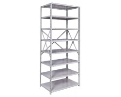 Hallowell Boltless 4513-12PL-AM MedSafe Antimicrobial Starter Shelving – 36"W x 12"D x 87"H, 8 Shelves