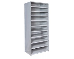 Hallowell 472C-24PL-AM MedSafe Antimicrobial 11-Shelf Stockroom Shelving – 48” W x 24” D x 87” H, Platinum, 350 lb Capacity per Shelf