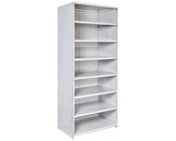 Hallowell 4523-12PL-AM Boltless MedSafe Antimicrobial Closed Starter Shelving – 36"W x 12"D x 87"H, 8 Shelves, 500 lb/Shelf, Platinum (711)