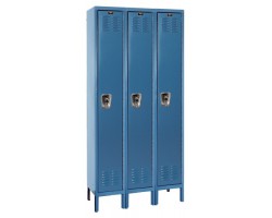 Hallowell U3258-1 Premium Steel Lockers – 3-Wide Single Tier Wardrobe Lockers, 12" W x 15" D x 72" H