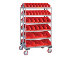Little Giant 6BC-3036-6PY Sloped Shelf Bin Cart