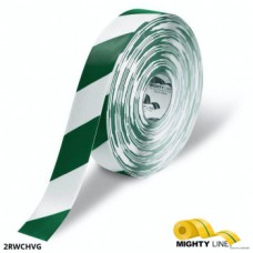 Mighty Line 2RWCHVG Safety Diagonal Floor Tape – 2-inch White with Green Chevrons Mighty Line 2RWCHVG Safety Diagonal Floor Tape – 2-inch White with Green Chevrons
