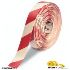 Mighty Line 2RWCHVRED Safety Diagonal Floor Tape – 2-inch White with Red Chevrons Mighty Line 2RWCHVRED Safety Diagonal Floor Tape – 2-inch White with Red Chevrons