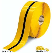 Mighty Line 4RYBLKCTR Striped Floor Tape | 4-inch Yellow/Black Center Line Marking