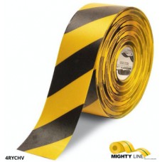 Mighty Line 4RYCHV Diagonal Floor Tape | 4-inch Yellow/Red Hazard Marking