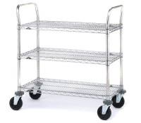 Metro 3-Shelf SPN Series Brite Finish Wire Utility Carts