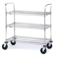 Metro 3-Shelf Brite Finish Wire Utility Cart - 3SPN33ABR Metro 3-Shelf Brite Finish Wire Utility Cart - 3SPN33ABR