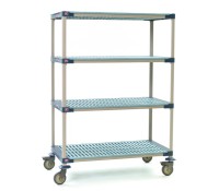 MetroMax 4 Industrial 4-Shelf Open Grid Plastic Shelving Cart