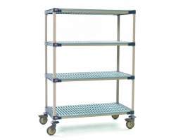 MetroMax 4 Open Grid Industrial Plastic 4-Shelf Cart - X366PG4