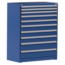 Rousseau R5AHG-5867 10-Drawer Stationary Modular Storage Cabinet – Heavy-Duty Industrial Steel Drawer Cabinet for Tools, Parts & MRO Storage