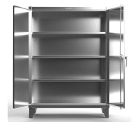 Strong-Hold 12-Gauge 304 Stainless Steel Storage Cabinet (#3 Finish) – 3-Point Padlock Locking, 7-Gauge Welded Legs, 1,900 lb Shelves