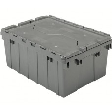 Akro-Mils 39085 Attached Lid Containers – 6 per Carton | Secure Stackable Storage Totes