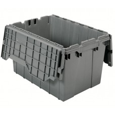 Akro-Mils 39120 Attached Lid Containers – 6 per Carton | Heavy-Duty Stackable Storage Totes
