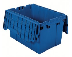 Akro-Mils 39120 Attached Lid Containers – 6 per Carton | Heavy-Duty Stackable Storage Totes