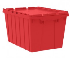 Akro-Mils 39120 Attached Lid Containers – 6 per Carton | Heavy-Duty Stackable Storage Totes