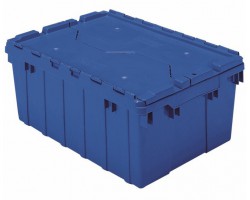 Akro-Mils 39085 Attached Lid Containers – 6 per Carton | Secure Stackable Storage Totes