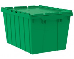 Akro-Mils 39120 Attached Lid Containers – 6 per Carton | Heavy-Duty Stackable Storage Totes