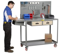 Little Giant Mobile Workstation with Writing Shelf, Drawers, and Pegboard