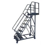 Ballymore Cantilevered Rolling Ladder, 14" Cantilever, Perforated Treads