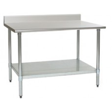 Eagle Group T2424B-BS Budge Stainless Bench Top with Backsplash, Galvanized Legs and Bottom Shelf