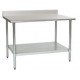 Eagle Group T2430B-BS Budge Stainless Bench with Backsplash, Galvanized Legs and Bottom Shelf