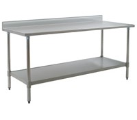 Eagle Group Budget Stainless Steel Top-Backsplash Table with Stainless Legs and Undershelf