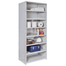 Hallowell 4723-18PL-AM MedSafe Antimicrobial 8-Shelf Stockroom Shelving – 48” W x 18” D x 87” H, Platinum, 375 lb Capacity per Shelf
