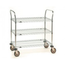 Metro 3-Shelf Stainless Steel Wire Utility Cart - 3SPN33PS Metro 3-Shelf Stainless Steel Wire Utility Cart - 3SPN33PS