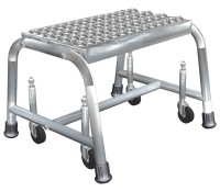 Ballymore Stainless Steel Rolling Ladder, Perforated Treads