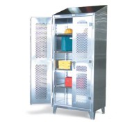 Strong-Hold Ventilated Stainless Steel Storage Cabinet – 12-Gauge Diamond-Perforated Doors, 1,900 lb Shelf Capacity, Fully Assembled