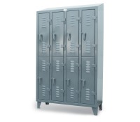 Strong Hold 2-Tier Slim-Line Slope Top Locker – Compact Steel Locker with Louvered Doors & 3-Point Locking