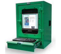 Strong Hold Desktop Computer Cabinet Lockable Steel Monitor Protection