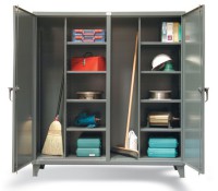 Strong Hold Double Shift Broom Closet Lockable Janitorial Cabinet