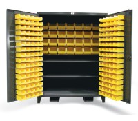 Strong Hold Extra Wide Bin Cabinet Steel Industrial Parts Storage