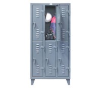 Strong Hold Traditional 2-Tier Slim-Line Lockers – All-Welded 12-Gauge Steel Slim Storage with 3-Point Locking