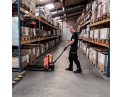 Logitrans Mover-48 Lithium Fully Powered Pallet Truck 3300 lb 48 Inch Forks Fast Swap Battery